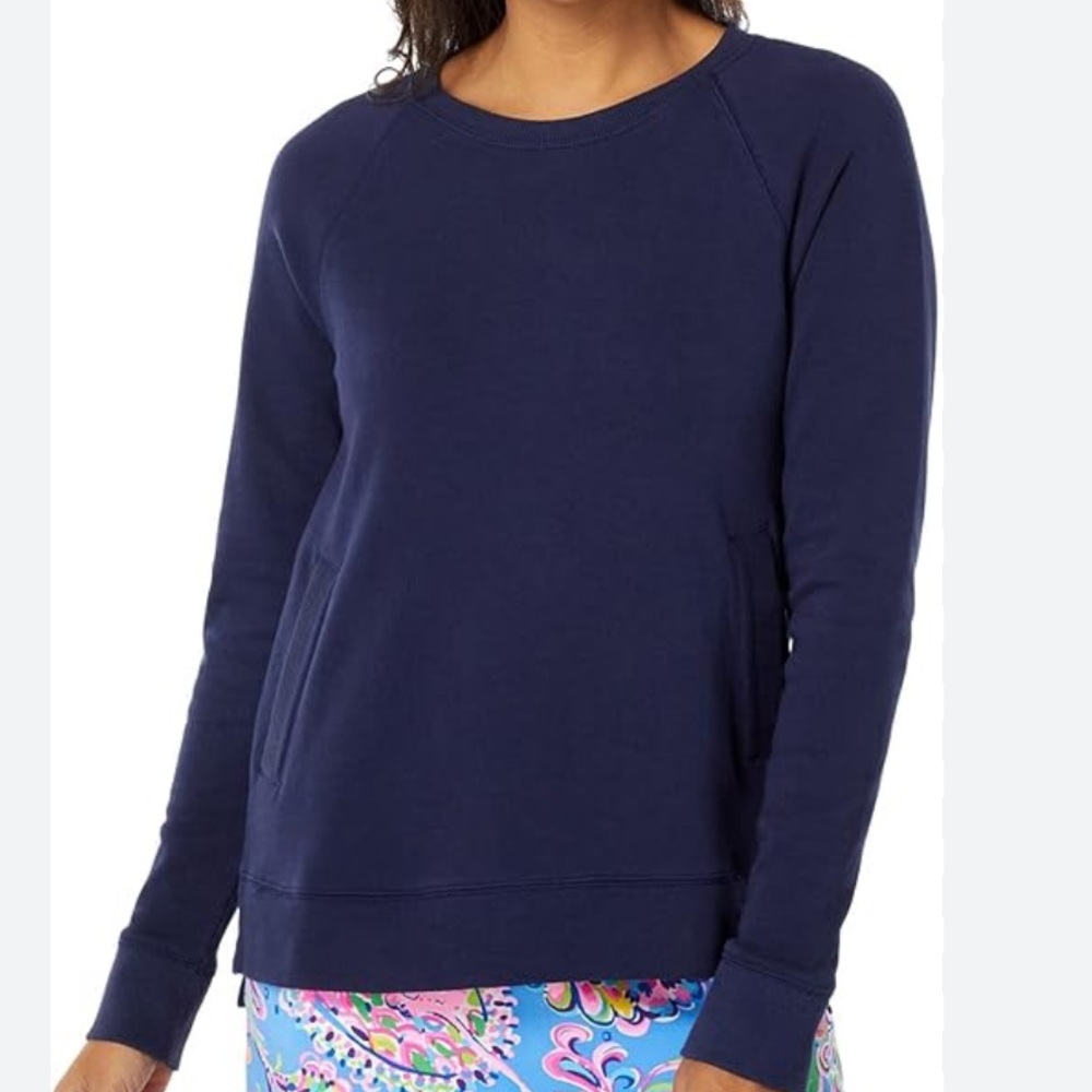 Lilly Pulitzer Navy Top with Vibrant Patterned Skirt
